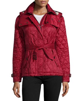 burberry finsbridge hooded quilted short jacket dark crimson neiman|Burberry Short Finsbridge Quilted Coat .